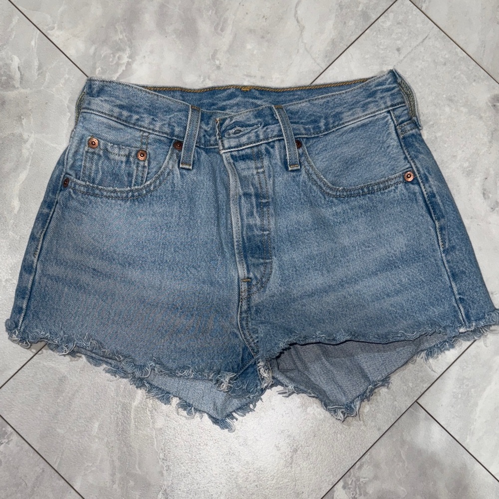 Levi's Light Blue High Waisted Jean Shorts
